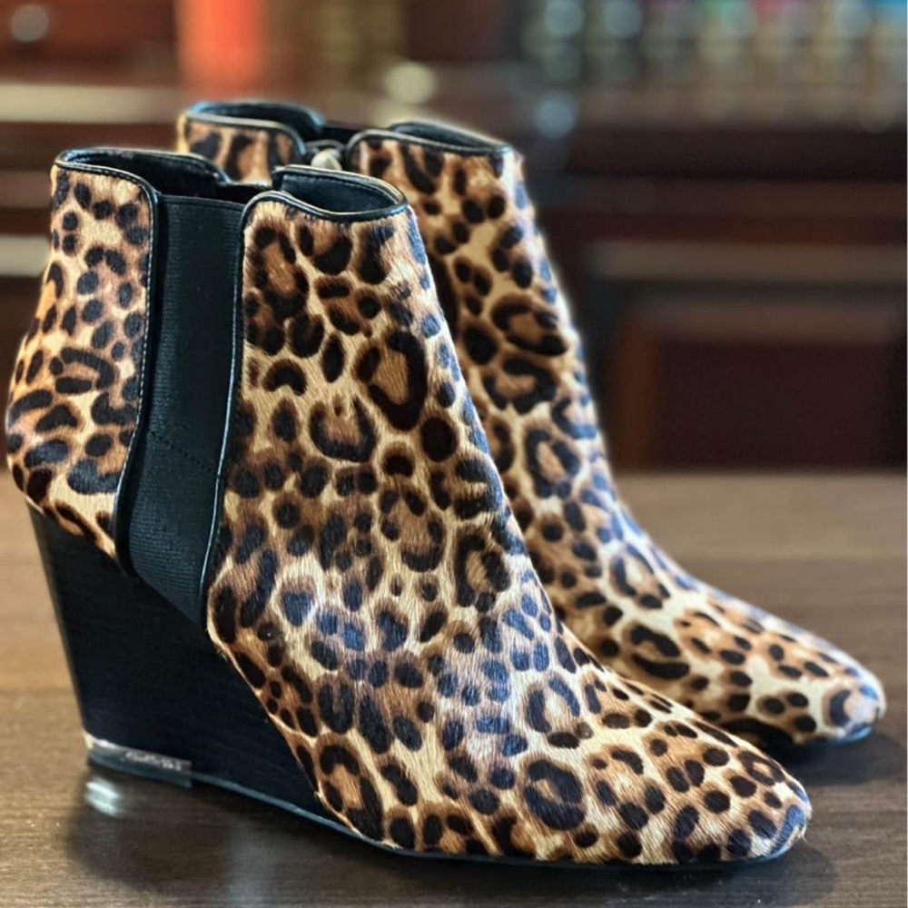 Kenneth Cole Animal Print Wedge Booties